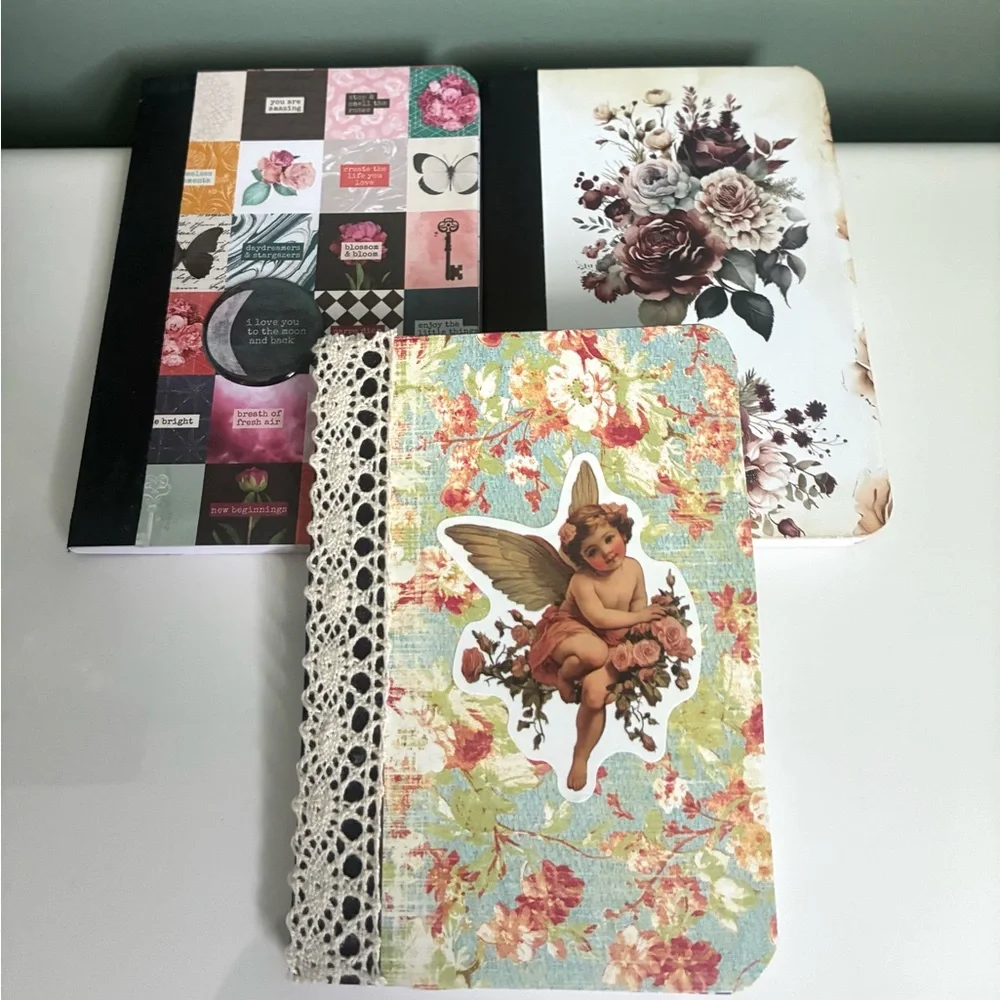 4/$15 ❤️ Floral and Angel Design Mini Altered Notebooks Set Of 3